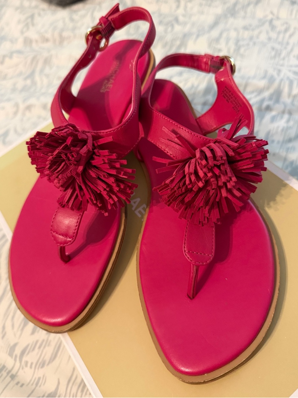 Michael Kors Ultra Pink Leather Thong Sandals